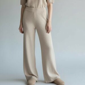 Cozy Life by the River Cream Bouclé Wide Leg Lounge Pants Medium NWT Soft Cozy